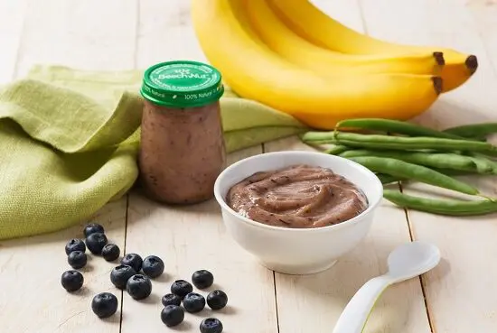 Banana, Blueberry and Green Bean Purée