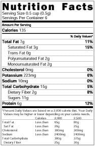 banana pudding nutrition label