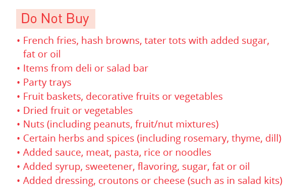 CO WIC fruit and veg