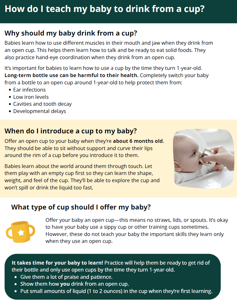 UT WIC •	How do I teach my baby to drink from a cup? 