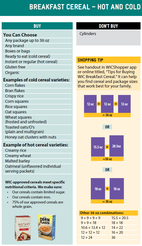 WA WIC cereal