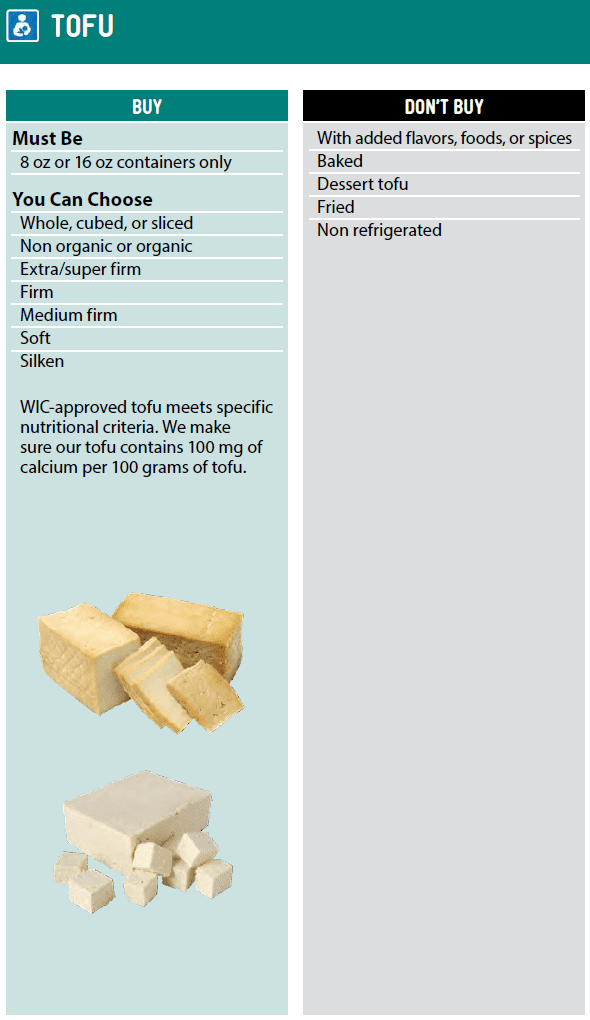 WA WIC tofu