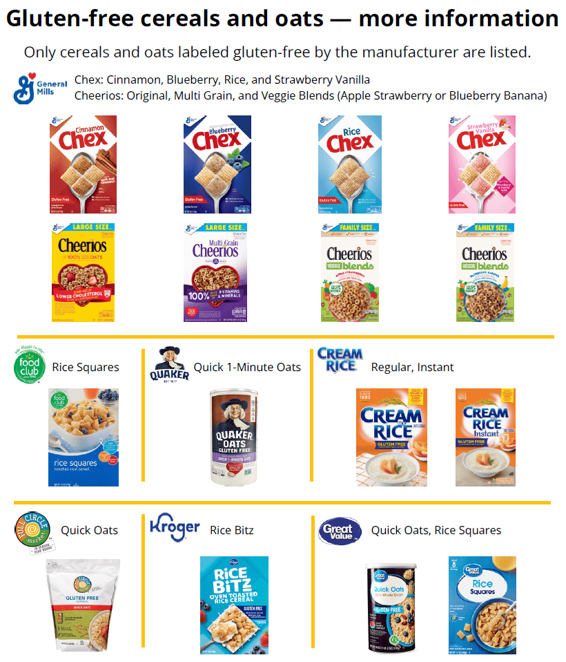 UT WIC gluten free cereal