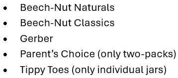 NE WIC image of baby fruit and vegetable brands