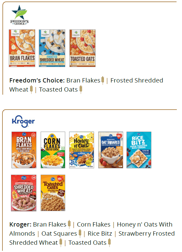 UT WIC cereal