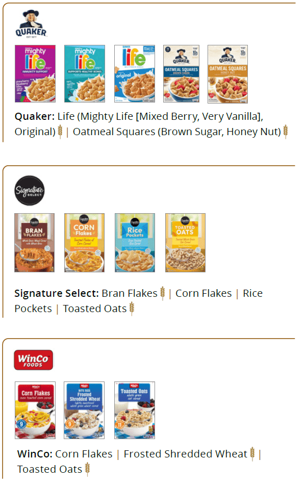 UT WIC cereal