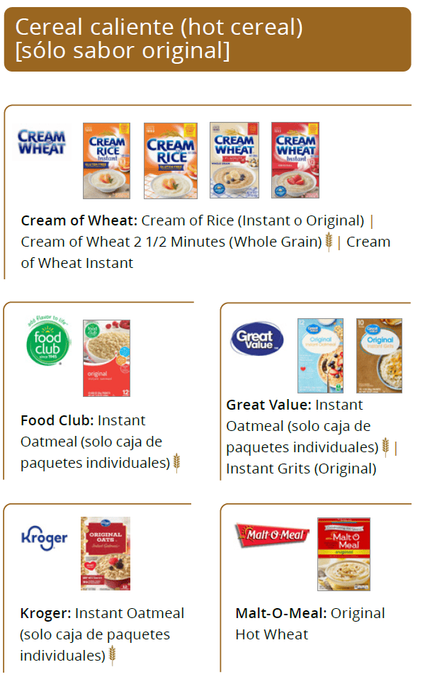 UT WIC cereal