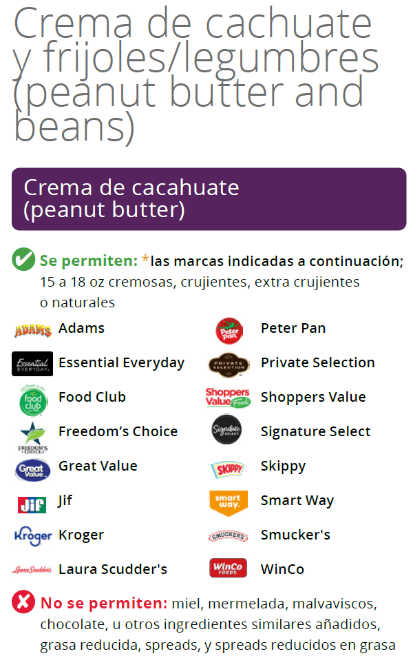 UT WIC Crema de cacahuate y frijoles/legumbres