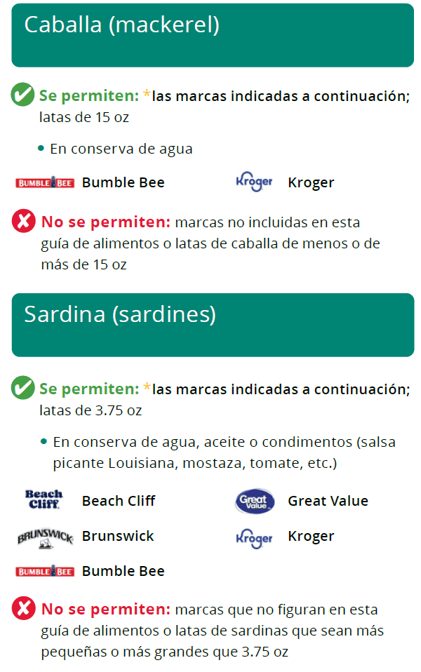 UT WIC Pescado enlatado