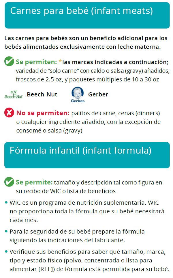 UT WIC Cereal y comida para bebé