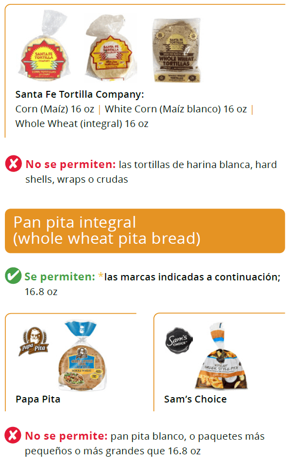 UT WIC Opciones de granos integrales