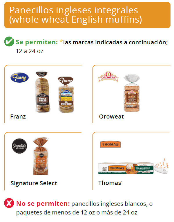 UT WIC Opciones de granos integrales