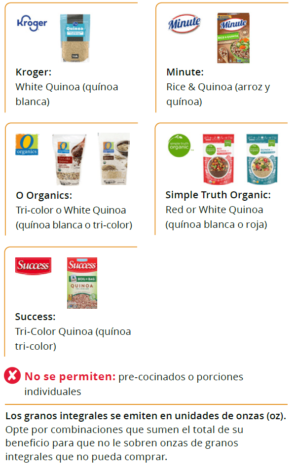 UT WIC Opciones de granos integrales