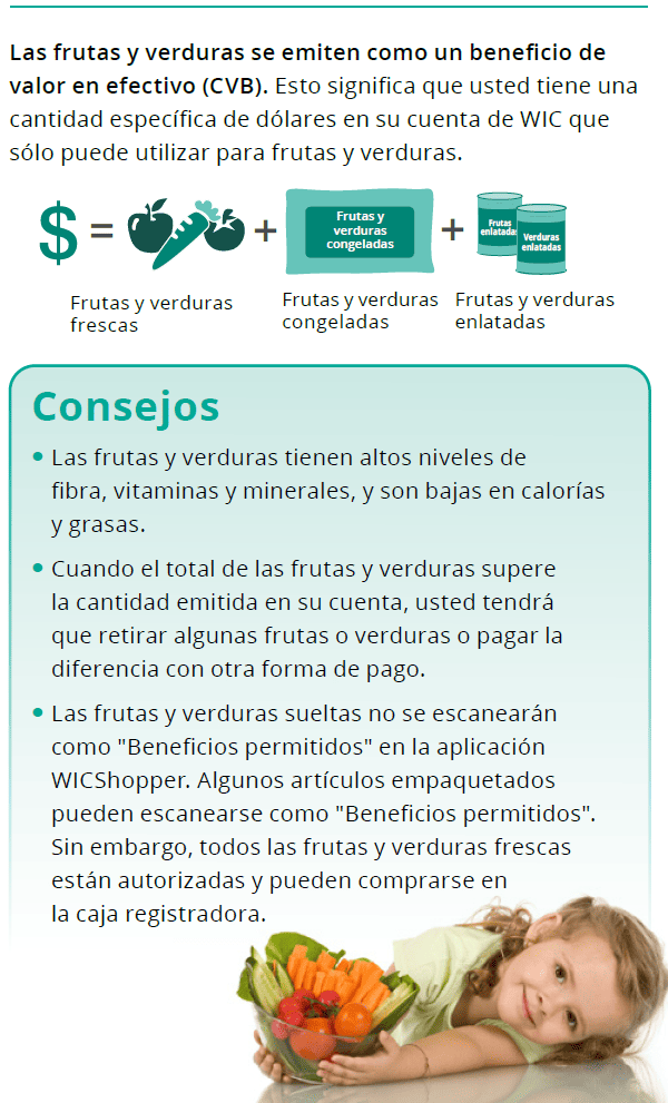 UT WIC Frutas y verduras