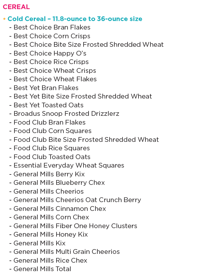 Chickasaw WIC cereal