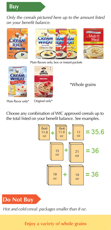 ID WIC food list cereal