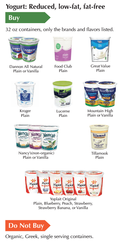 ID WIC food list yogurt