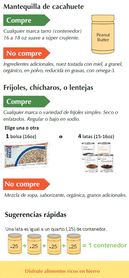 ID WIC Mantequilla de cacahuate, frijoles secos