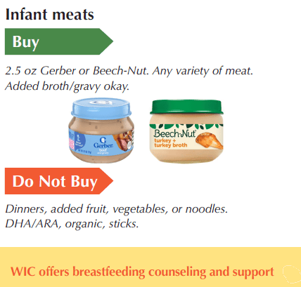 ID WIC food list 100% breastfed moms and babaies