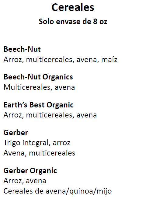 NH WIC Alimentos de Bebés