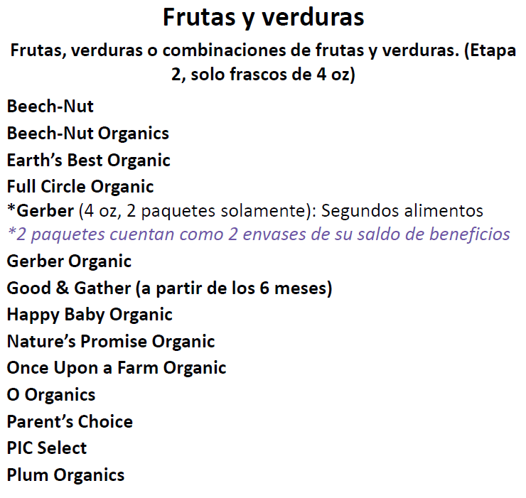 NH WIC Alimentos de Bebés