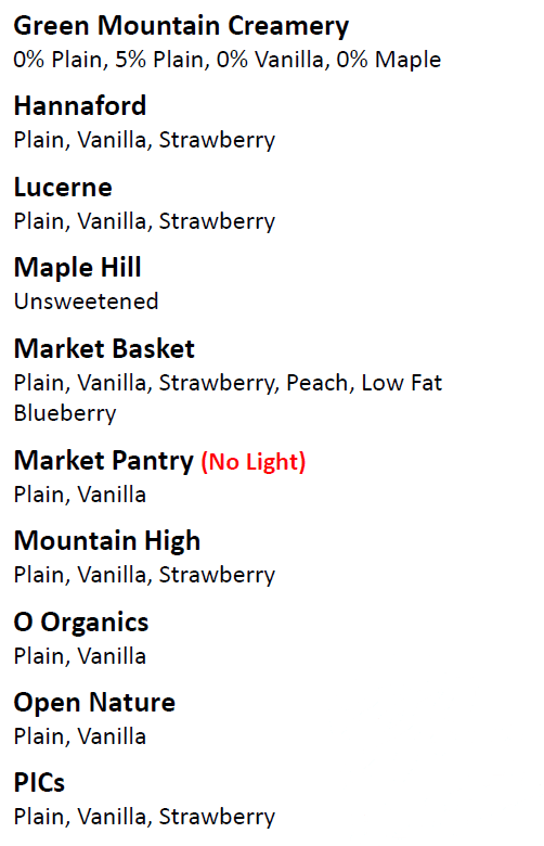 NH WIC yogurt