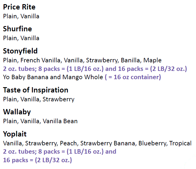 NH WIC yogurt