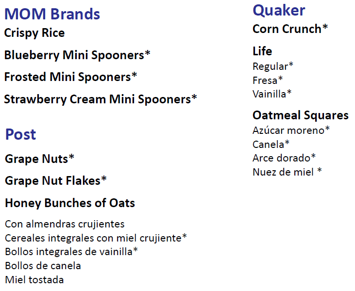 NH WIC Cereales