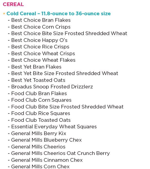Chickasaw WIC cereal image