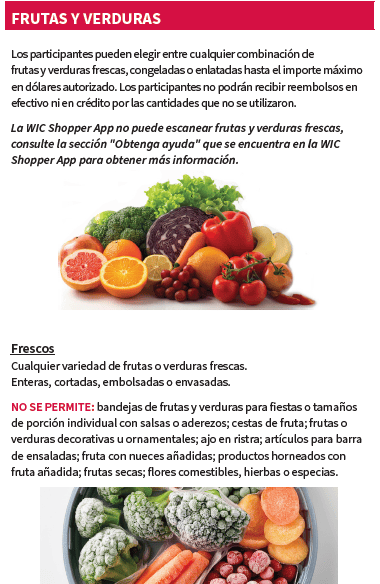 OH WIC FRUTAS Y VERDURAS IMAGEN