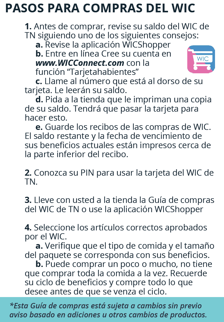 TN WIC PASOS Y CONSEJOS PARA COMPRAS DEL WIC imagen