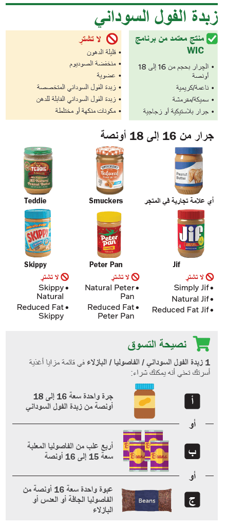 VT WIC زبدة الفول السوداني والفاصوليا