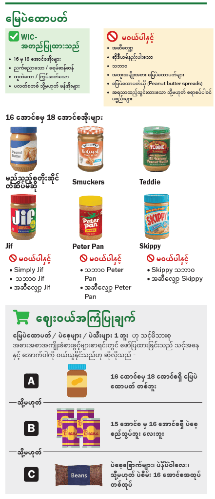 VT WIC မြေပဲထောပတ်နှင့် ပဲအမျိုးမျိုး