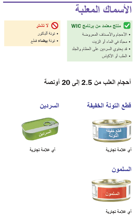 VT WIC الأسماك المعلبة