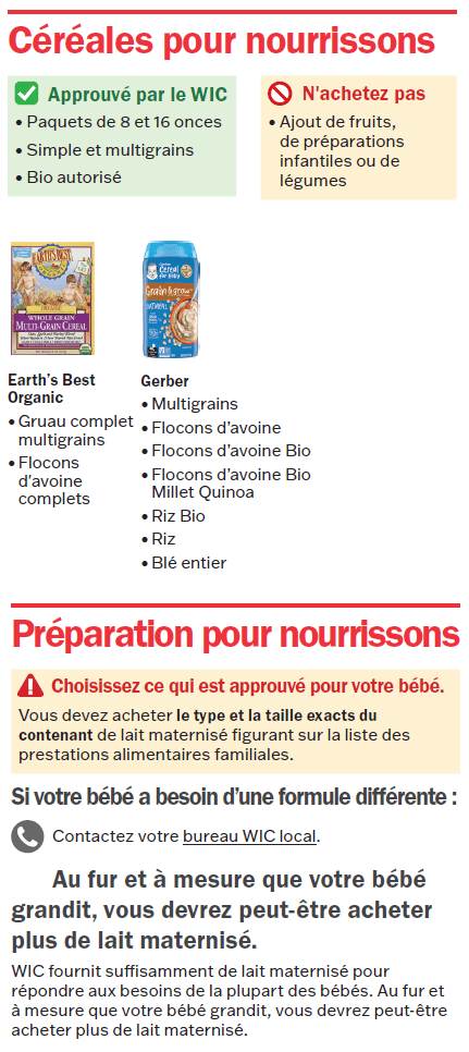 VT WIC Aliments pour nourrissons