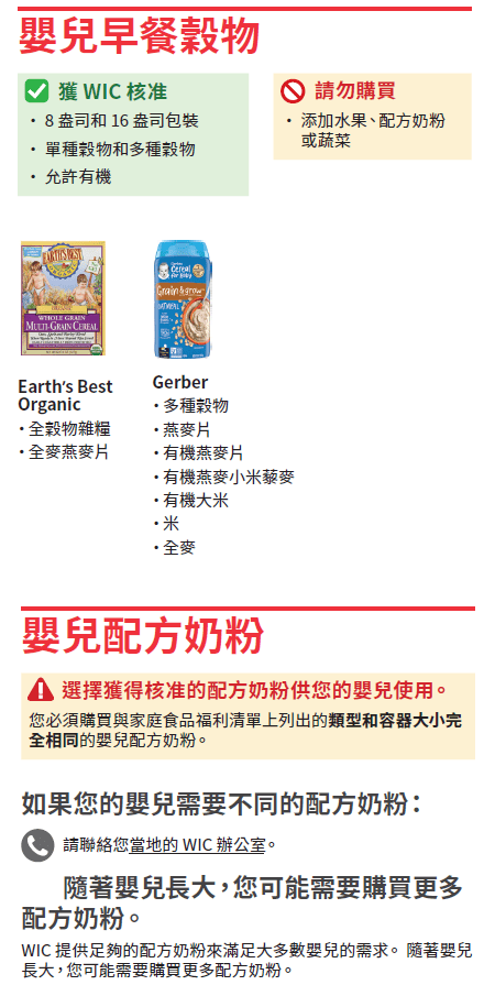 VT WIC 嬰兒食品