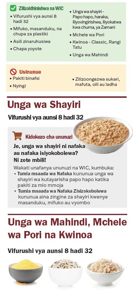 VT WIC Nafaka Zisizokobolewa image