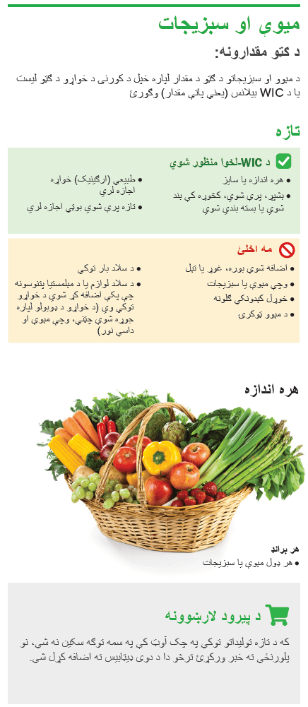 VT WIC میوې او سبزیجات