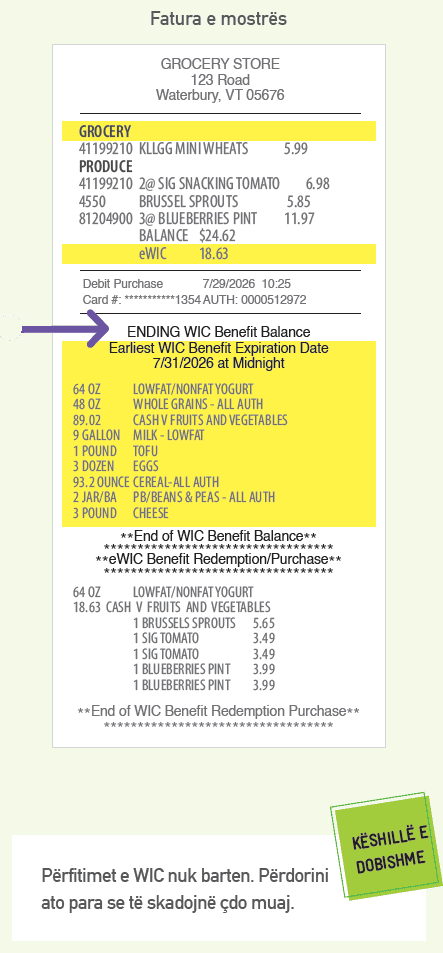 VT WIC Ndihmë shtesë për blerje
