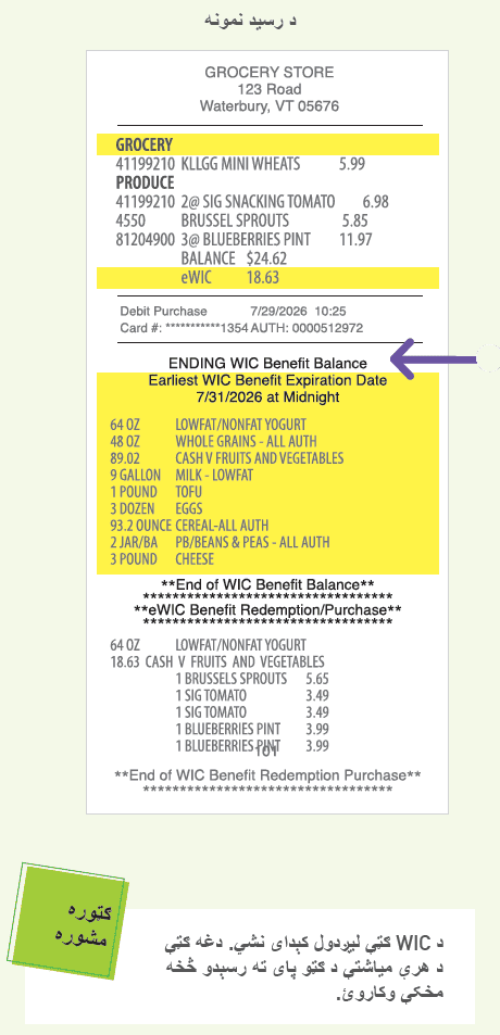 VT WIC د پیرودلو لپاره اضافي مرسته