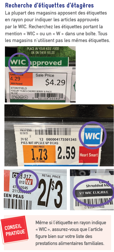 VT WIC Aide supplémentaire pour vos achats