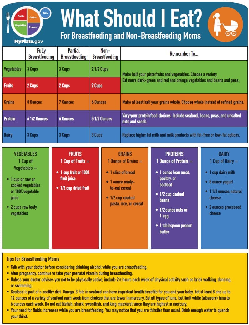 graph of What Should I Eat? For Breastfeeding and Non-Breastfeeding Moms