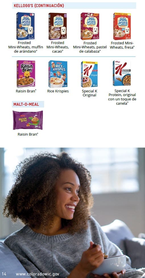 CO WIC-approved cereal types and restrictions in Spanish