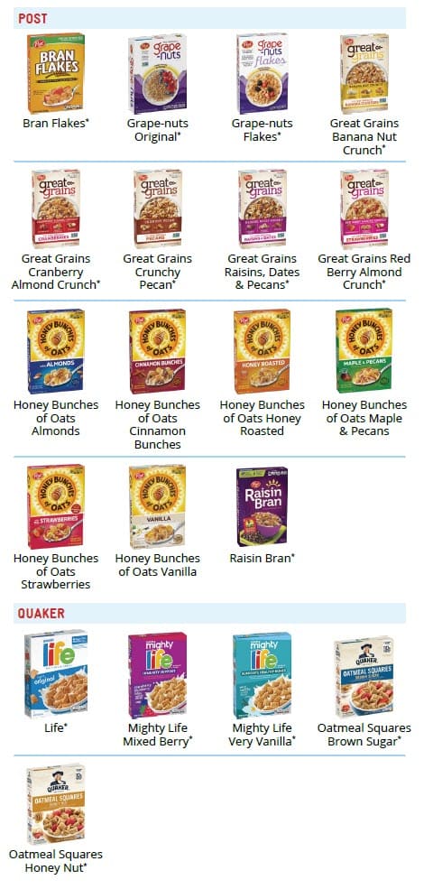 CO WIC-approved cereal types and restrictions in English