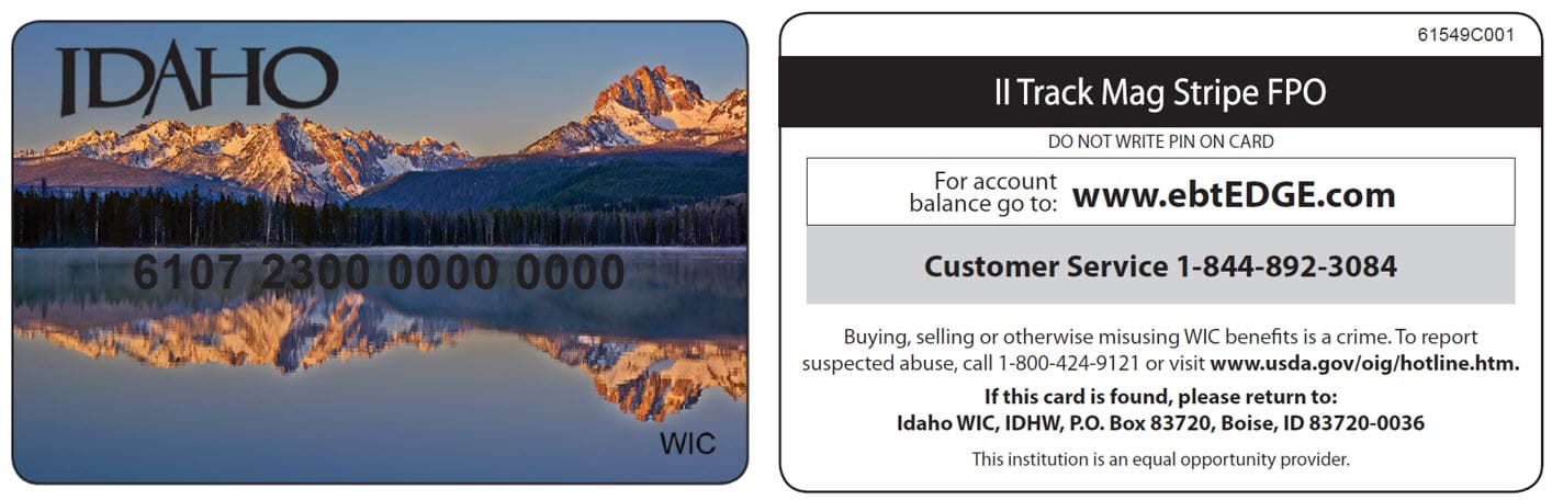 Idaho WIC card
