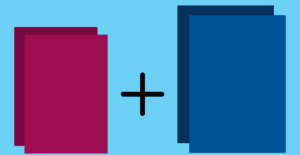 different colored squares with a plus sign inbetween them