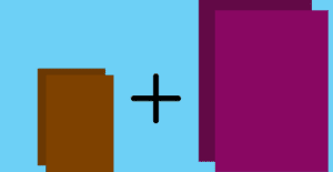 different colored squares with a plus sign inbetween them