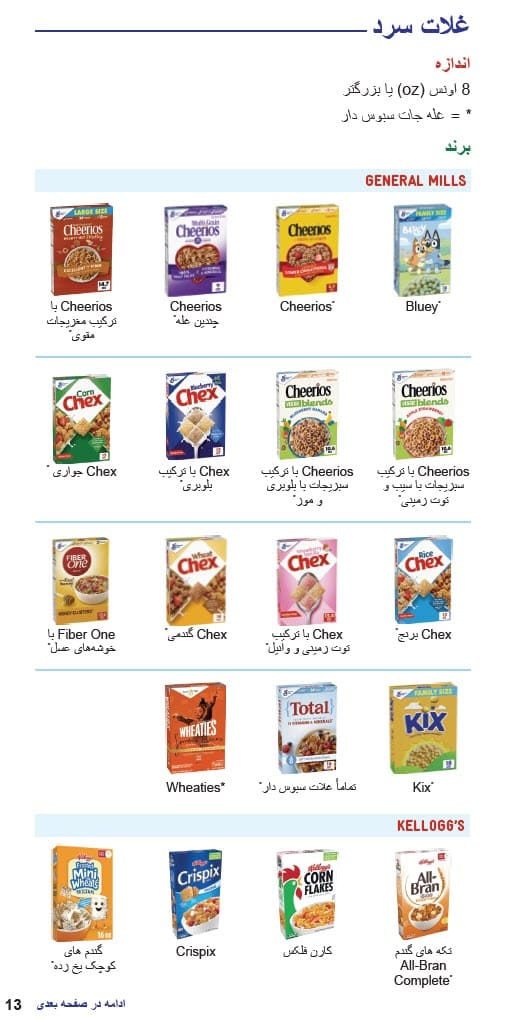 CO WIC-approved cereal types and restrictions in Dari