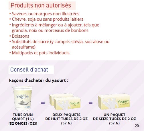 CO WIC-approved Milk, Plant-Based Milk Alternatives and Yogurt types and restrictions in French