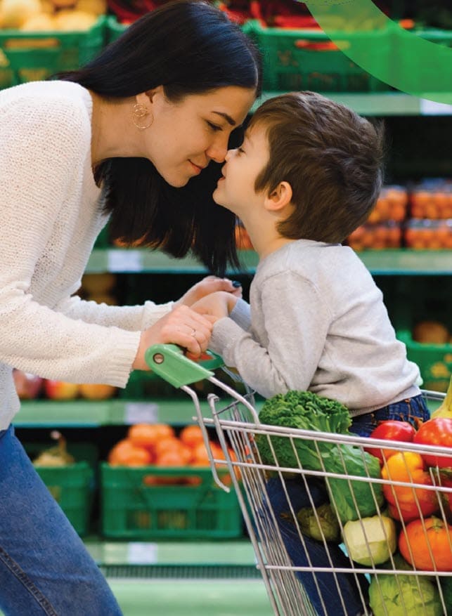 Woman and child shopping